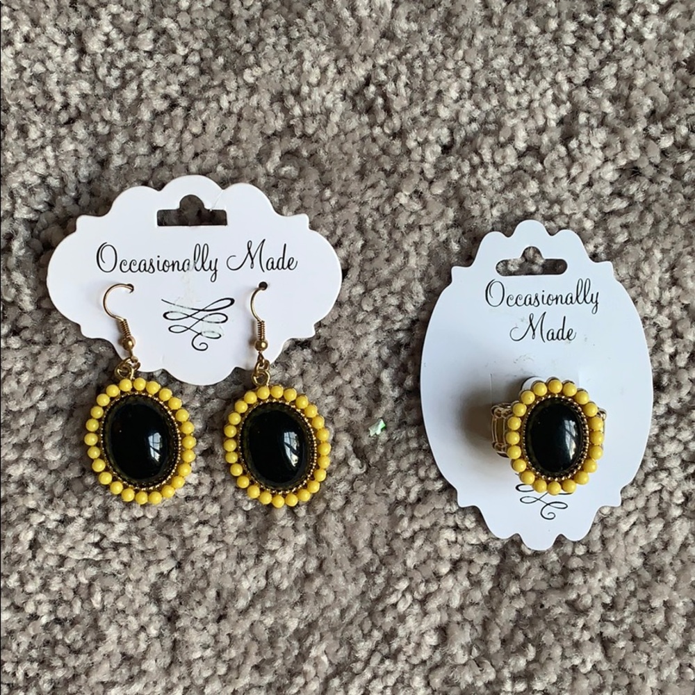 Sunflower earrings and ring